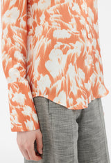 Orange Printed Silk Twill Blouse