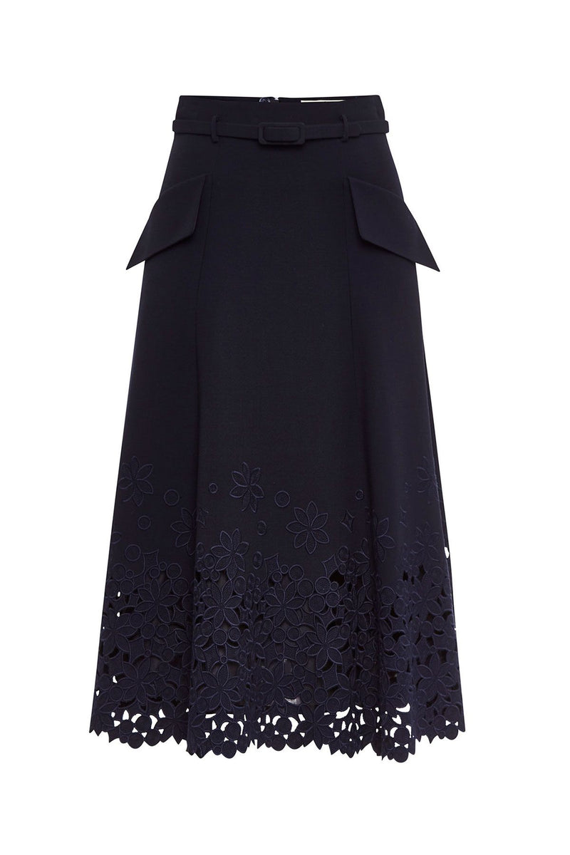 Navy Lace Edge Skirt