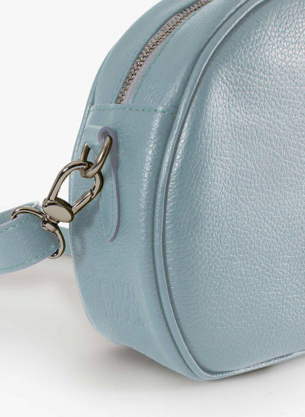 Blue Leather Circular Bag