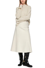 Winter White Boiled Wool Long Skirt