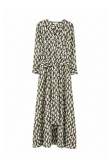 Olive Printed Cotton Voile Dress