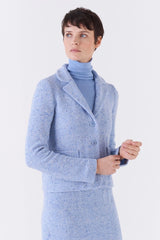 Blue Knitted Check Blazer