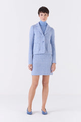 Blue Knitted Check Blazer