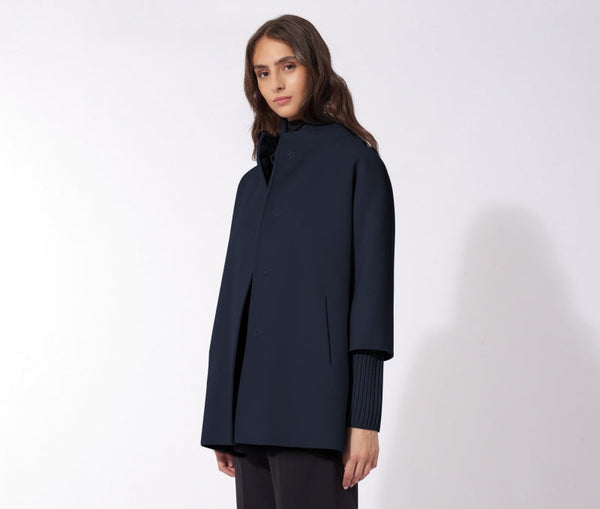 Navy Wool Half Coat