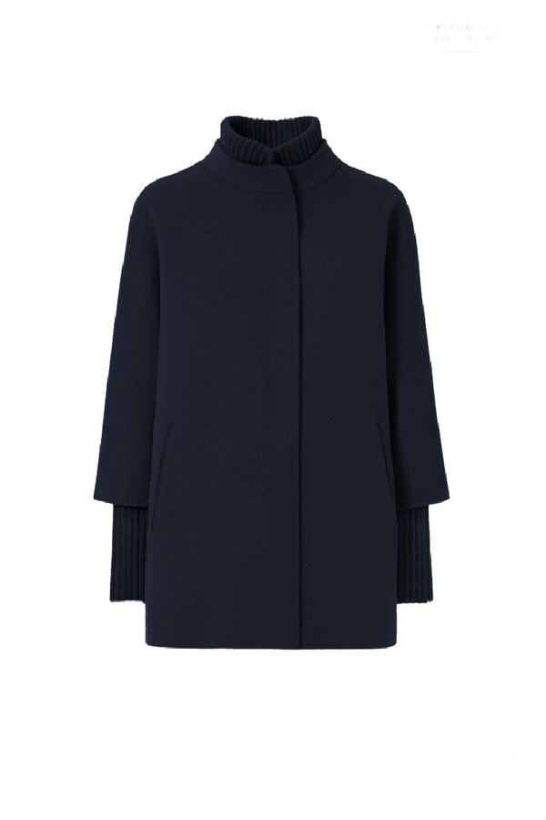 Navy Wool Half Coat