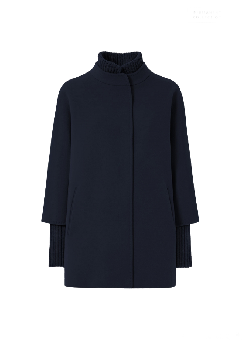 Navy Wool Half Coat