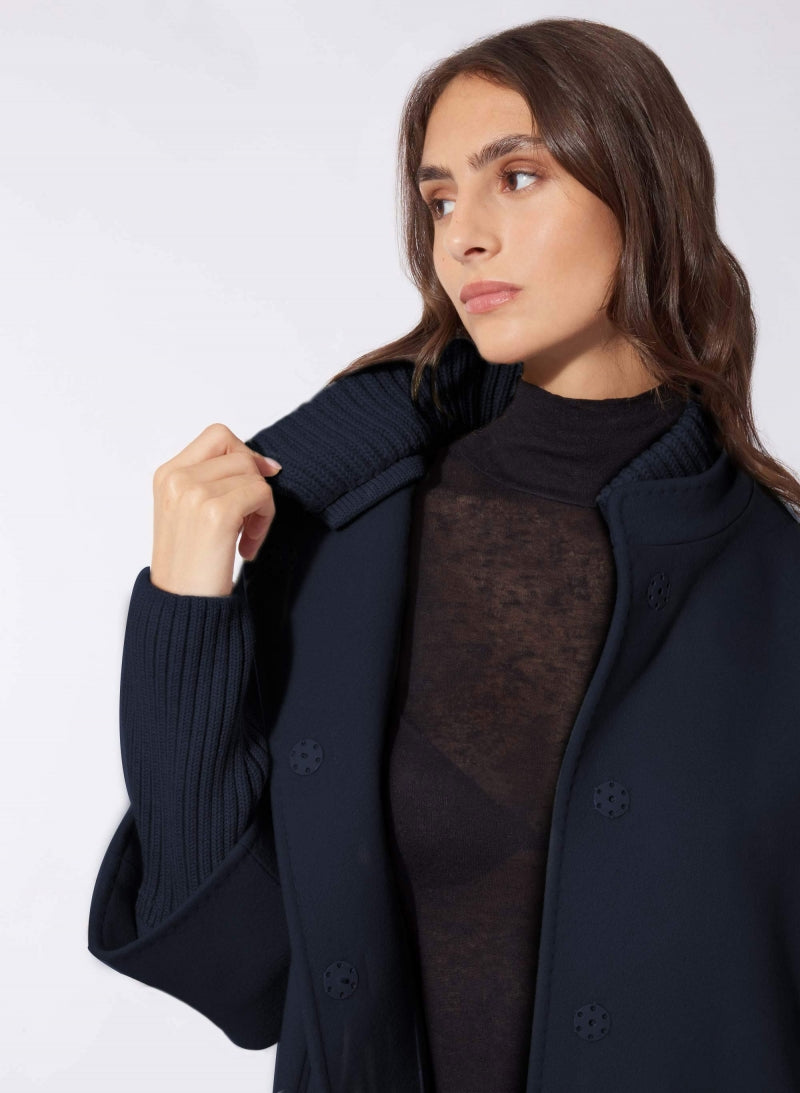 Navy Wool Half Coat