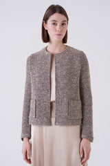 Nocciola Textured Knitted Jacket