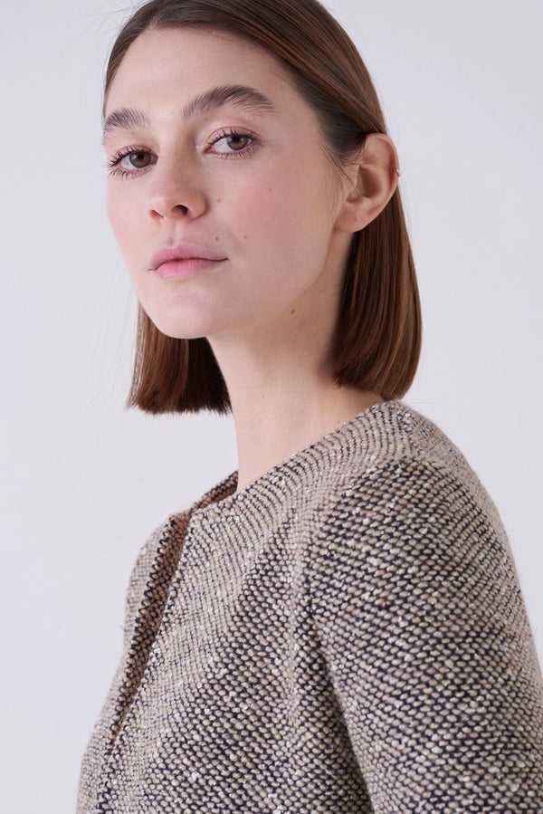 Nocciola Textured Knitted Jacket