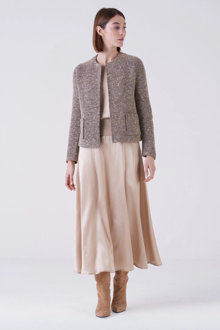 Nocciola Textured Knitted Jacket