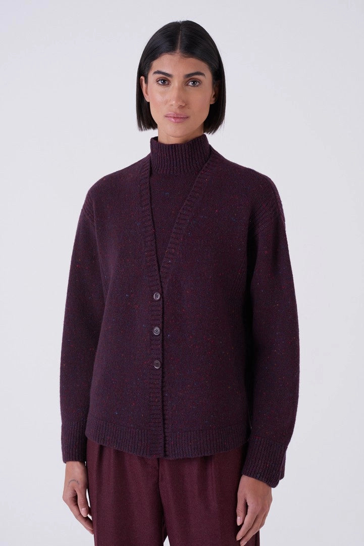 Grape Tweed Cardigan