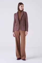 Camel Herringbone Stitched Blazer