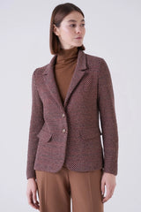 Camel Herringbone Stitched Blazer