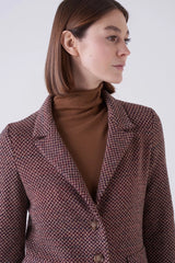 Camel Herringbone Stitched Blazer