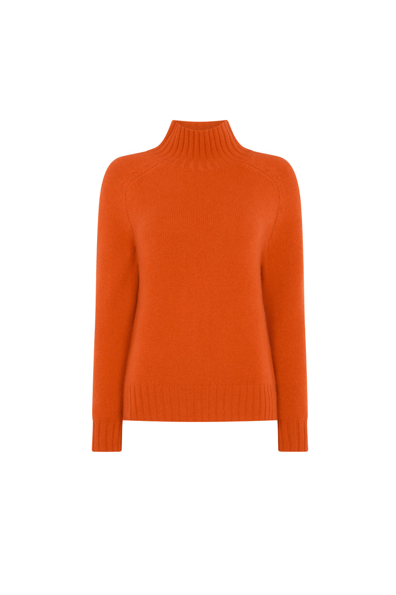 Orange Cashmere Turtle Neck