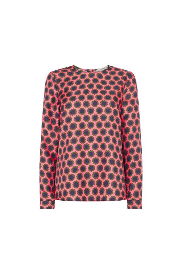 Pink Flower Print Blouse