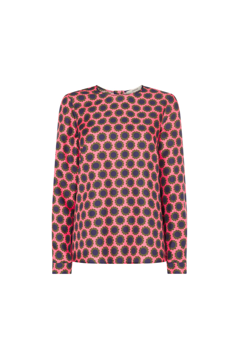 Pink Flower Print Blouse