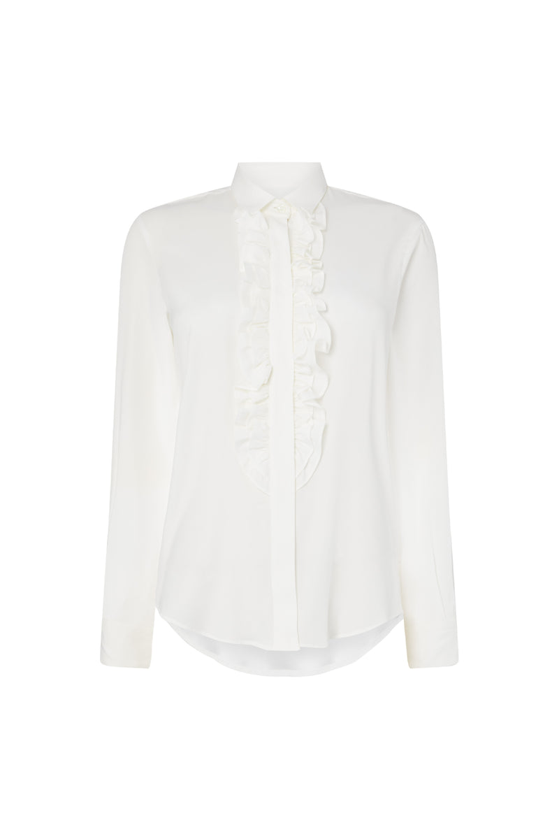 Bianco Silk Ruffle Shirt
