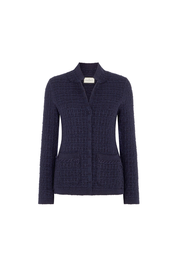 Navy Tweed Knitted Jacket