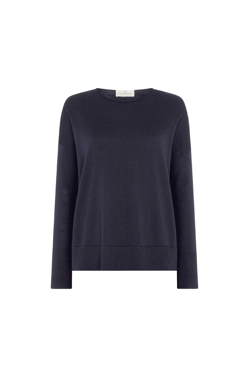 Navy Merino Crew Neck Sweater