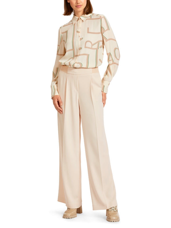 Cream Satin Pull On Trousers