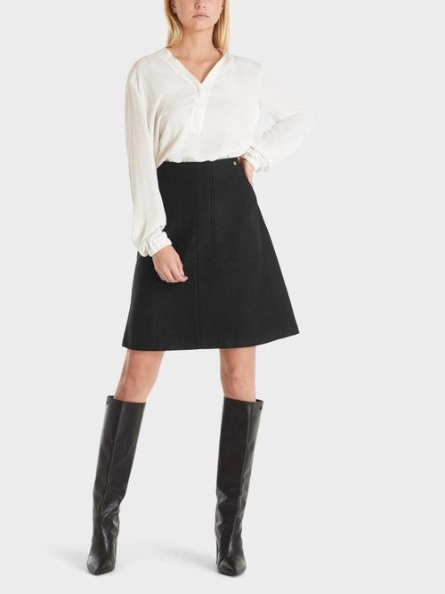 Black Wool Jersey Skirt