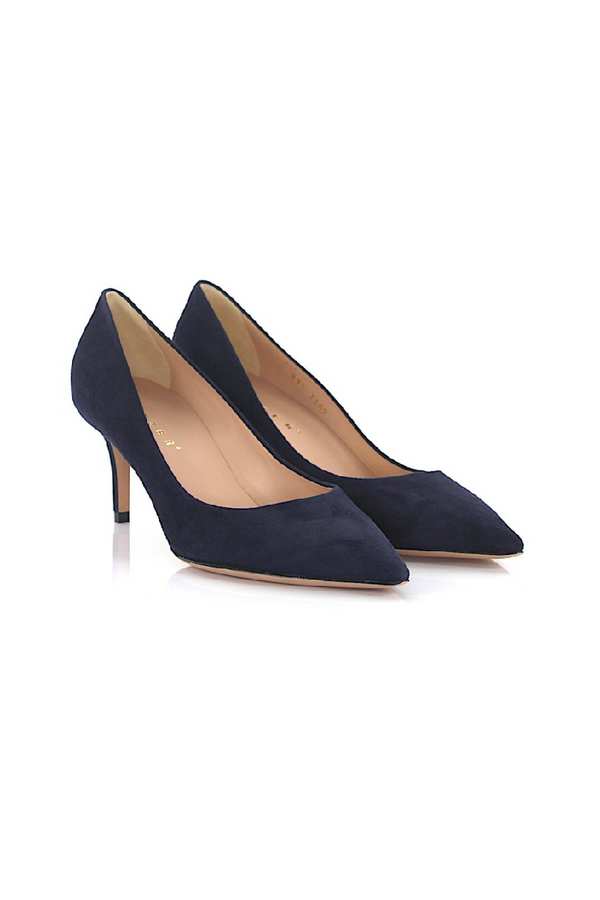 Navy Suede Pointed Shoe